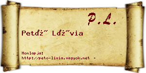 Pető Lívia névjegykártya